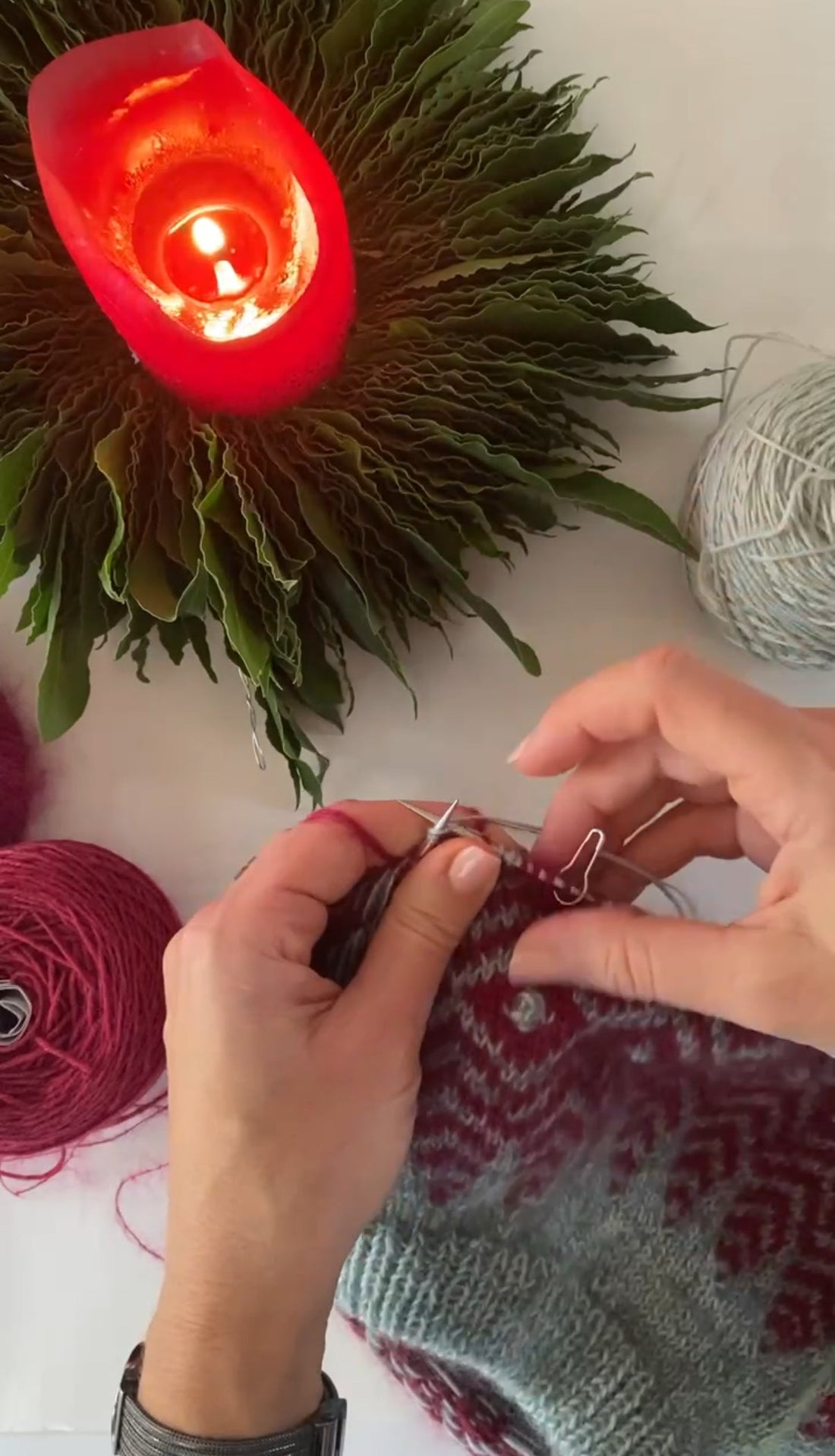 Zweihändig Jacquard stricken