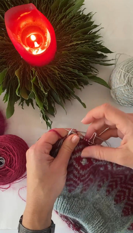 Zweihändig Jacquard stricken